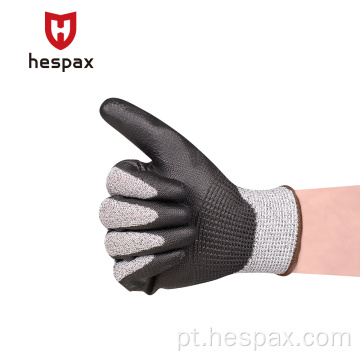 Luvas de imersão PU anti-cortes HESPAX duráveis ​​HPPE